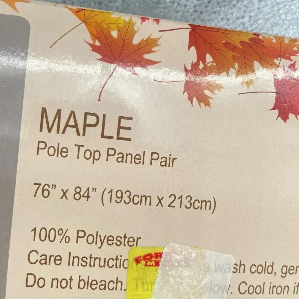 Harvest Home Maple Pole Top Curtain Panel Pair Gray Silver 38x84 Set of 2, NWT